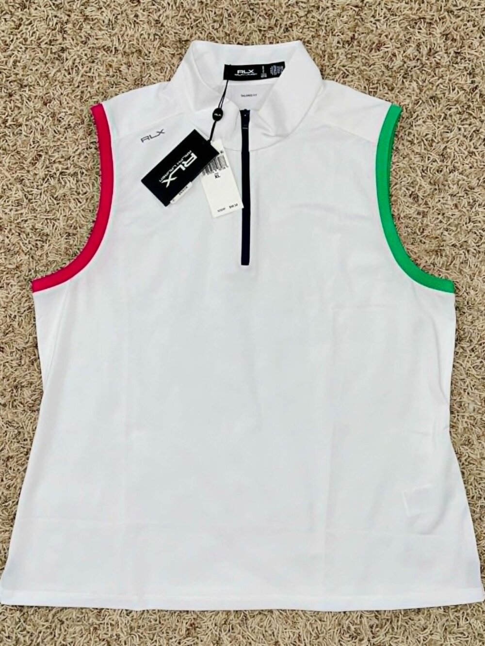 RLX Ralph Lauren Women’s Air Tech Pique Sleeveless Golf Shirt White, Size XL